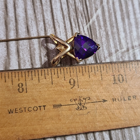 Vintage Technibond Classic Trilliant Purple Cz Slide Pendant on 18in Chain - Picture 9 of 11